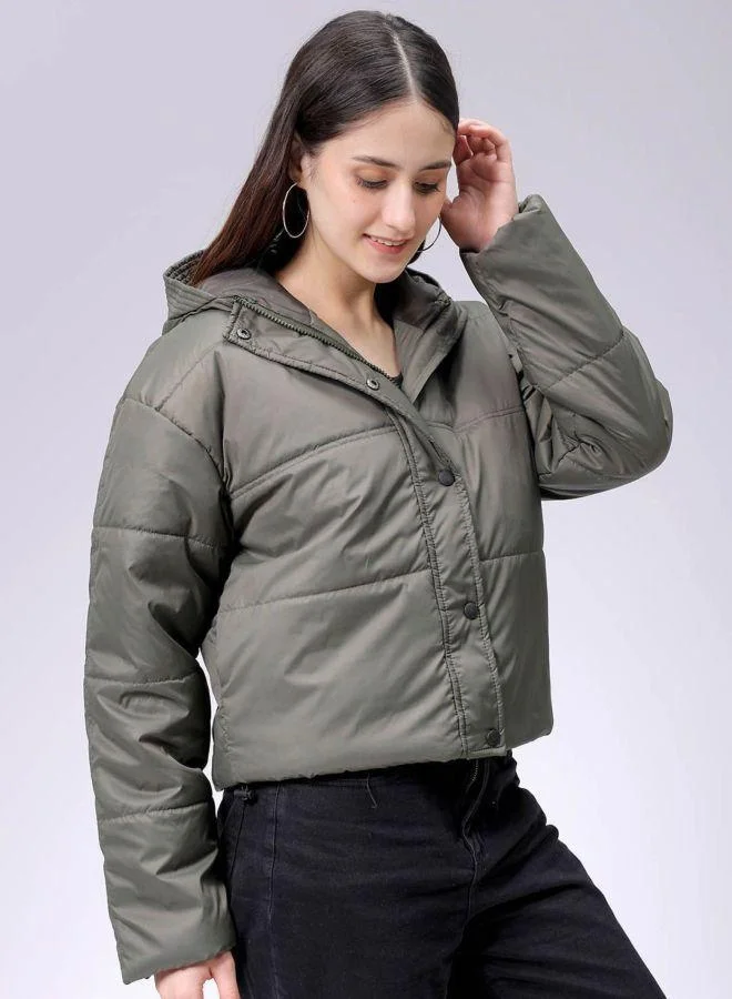 Freehand  Women Relaxed Fit Solid Hooded Full Sleeves Quilted Jacket for Women | Best Price UAE